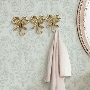 🎀 BOW 3 Hook Wall Rack ~ 12”x5” One Piece ~ Gold Metal Hook 🎀